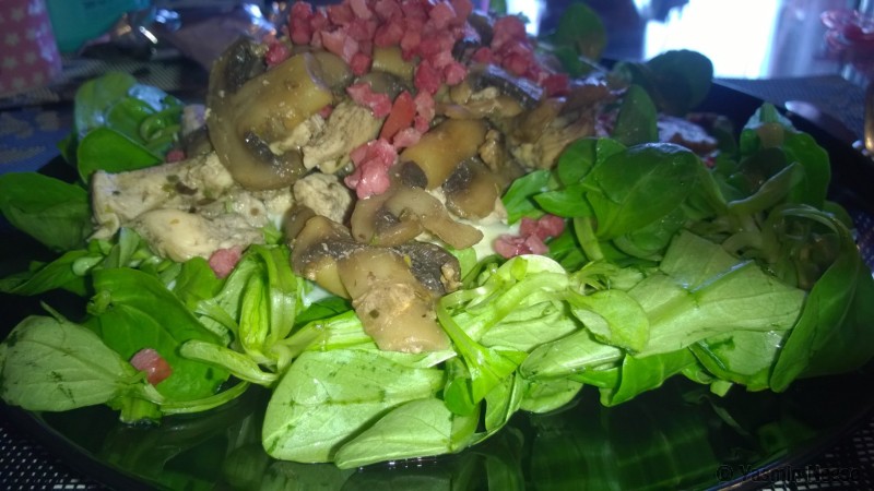 Hühnchengeschnetzeltes mit Pilze &amp; Feldsalat